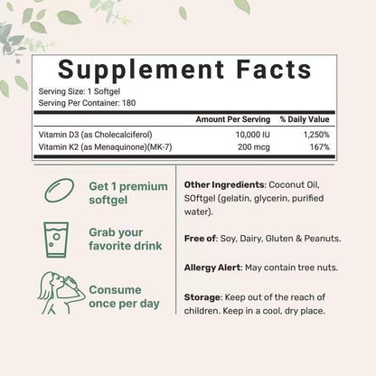 NovaraLabs™ Vitamin D3 + K2 Capsules