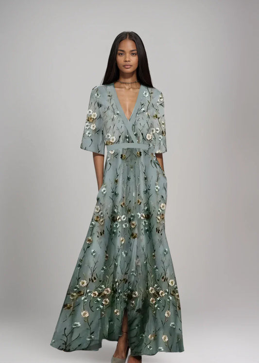 Océane - Robe Longue Élégante à Fleurs