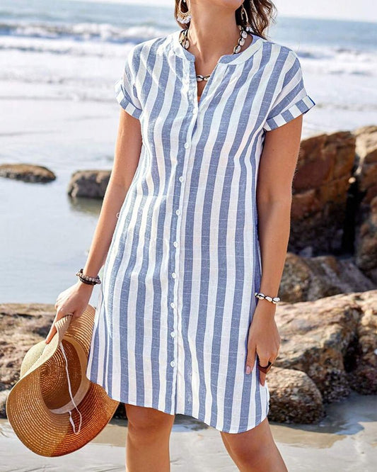 NOVARA | Robe Chemise Rayée Élégante